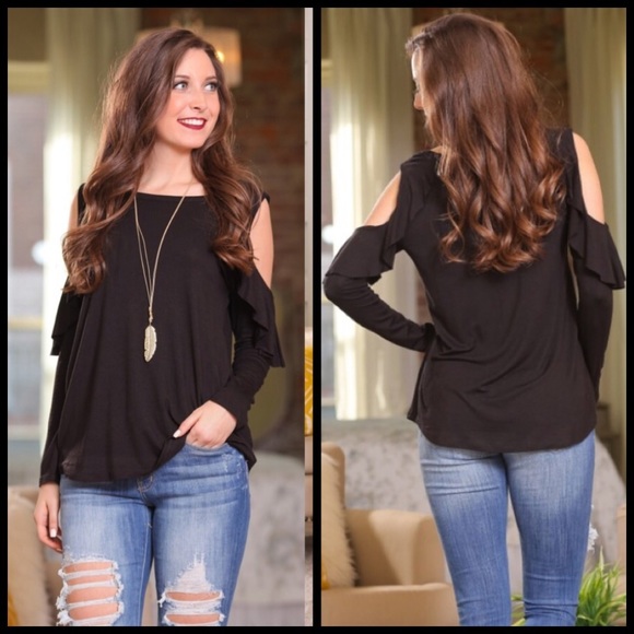 ◼️LAST ONE!◾️BLACK COLD SHOULDER TUNIC◼️ - Picture 2 of 3